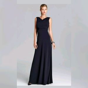 Amsale Low Back Draped Neck Jersey Gown Dress New